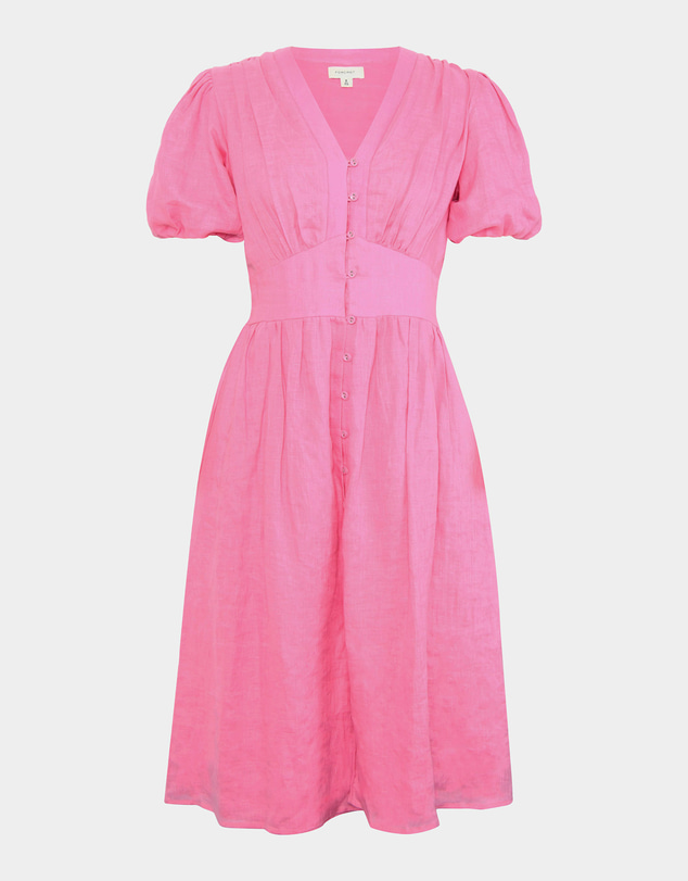 Forcast - Fernanda Linen Puff Sleeve Dress