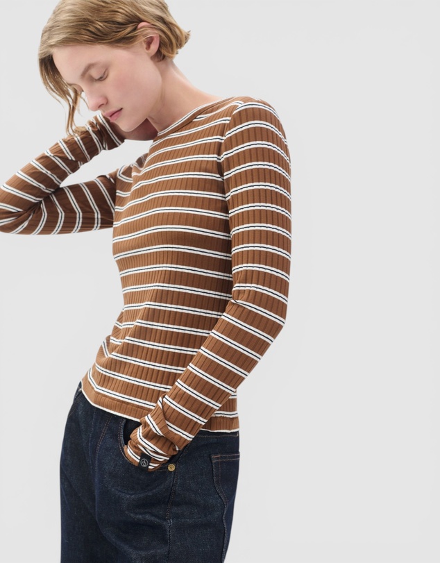 rag & bone - Luca Stripe Rib Long Sleeve Tee