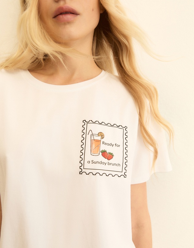 Emme - Wool White Cotton T-Shirt & Tote Set