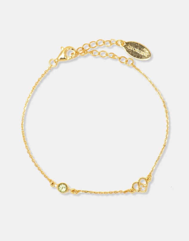 Georgini - Natural Peridot And Two Natural Diamond August Gold Bracelet