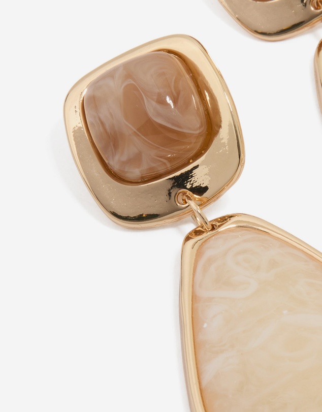 Lovisa - Gold Organic Stone Diamond-Shaped Drop Earrings