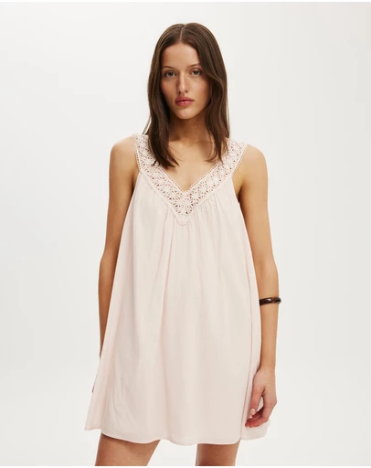 Cotton On - Abbey Lace Trim Mini Dress