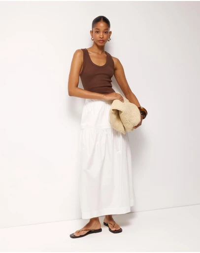 AERE - Pintuck Poplin Midi Skirt