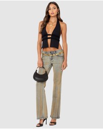 EDIKTED - Luma Split Front Backless Halter Top