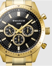 Maxum - Lansdowne Multifunction Chrono Gold Tone Case & Bracelet With Black Dial