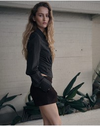 M.N.G - Gathered Plaid Blouse