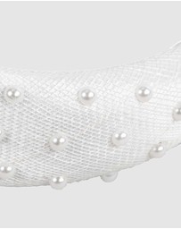 Max Alexander - White Sinamay Racing Fascinator Headband