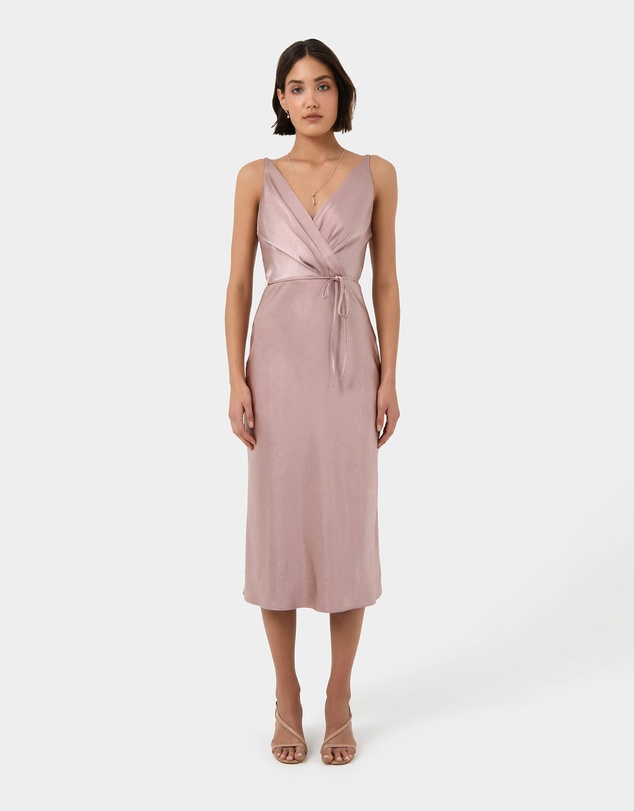 Forcast - Cherish Tie-Waist Midi Dress