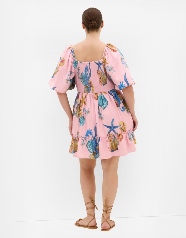 City Chic - Plus size Giselle Seahorse Print Mini Dress - pink