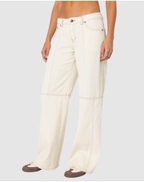 EDIKTED - Contrast Stitch Low Rise Jeans