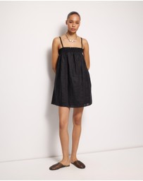 AERE - Amba Shirred Linen Mini Dress