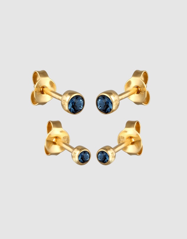 Elli Jewelry - Earrings Set with Circle Crystals 925 Sterling Silver Gold-plated