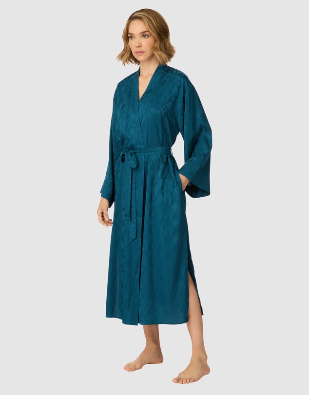 DKNY - Logo Satin Midi-Length Belted Lounge Robe