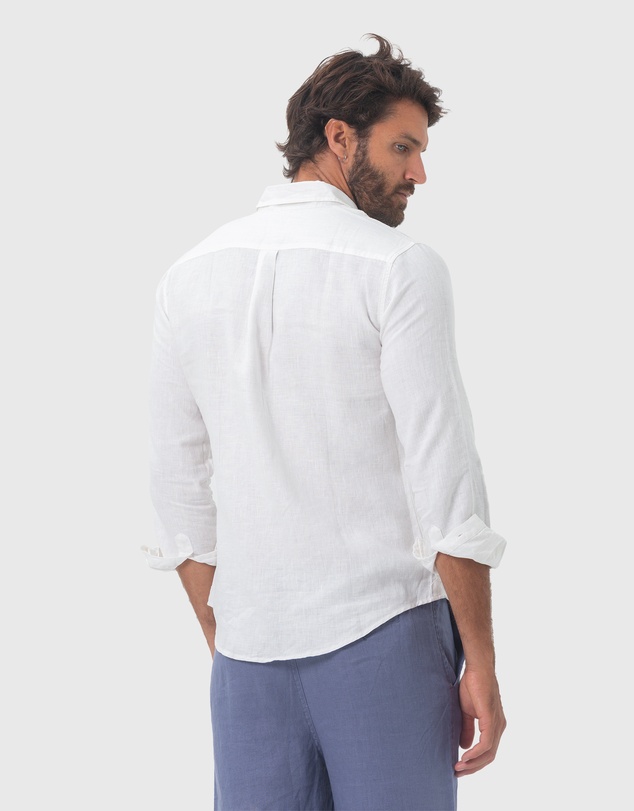 Coast Clothing - Long Sleeve Linen Shirt: White