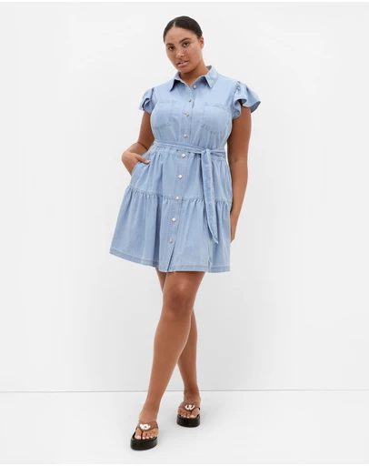 City Chic - Plus size Kelise Denim Mini Dress - light wash