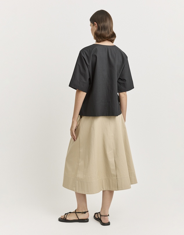 Toorallie - Poplin Split Neck Top
