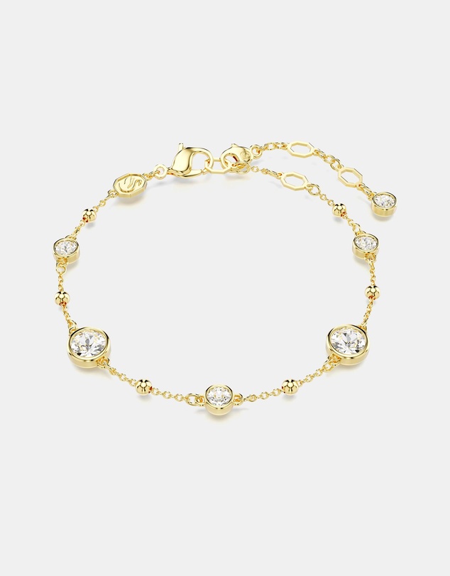 Swarovski - Imber bracelet, Round cut, Scattered design, White, 18K gold finish