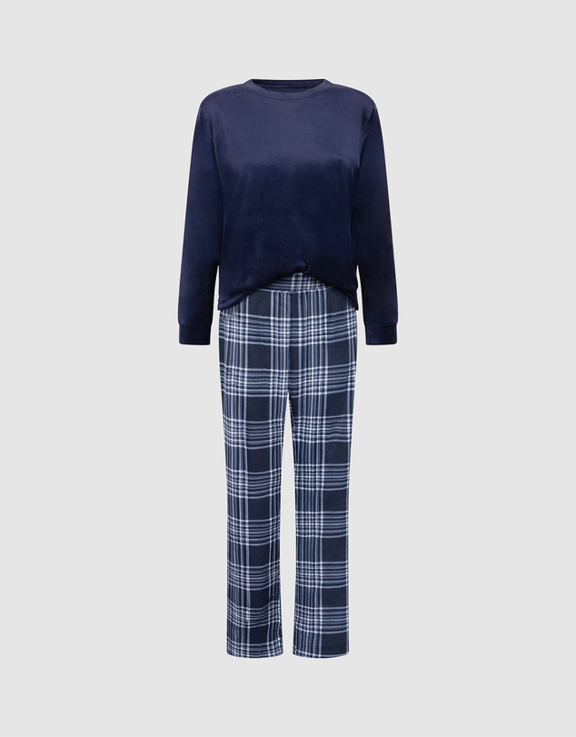 Hunkemoller - Long Sleeve Velours Check PJ Set