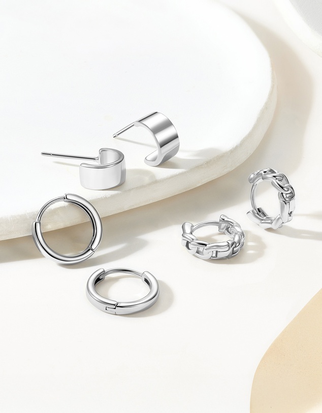 Mestige - Eterna Trio Hoops Set - Silver Plated