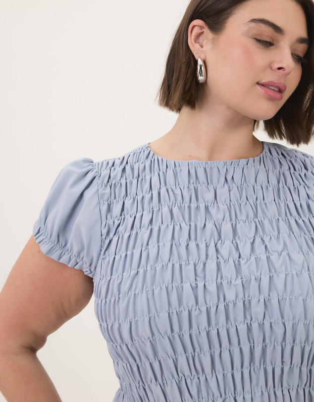 Atmos&Here Curvy - Blair Checkered Cotton Blend Midi Dress