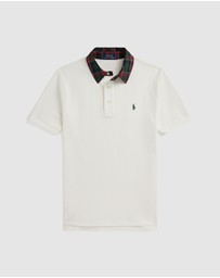 Polo Ralph Lauren - Plaid-Collar Cotton Mesh Polo Shirt - ICONIC EXCLUSIVE - Teens