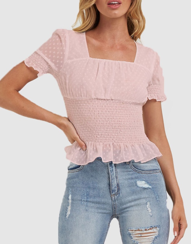 Amelius - Skylight Short Sleeve Shirred Top