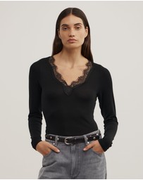 Witchery - Lace Detail Long Sleeve Top