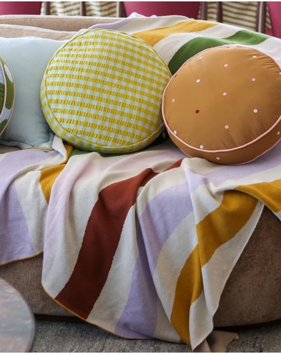 Mosey Me - Citrus Seersucker Round Cushion
