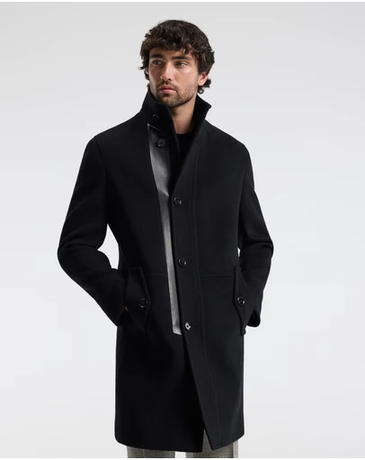 Calibre - Wool Funnel Neck Coat Black