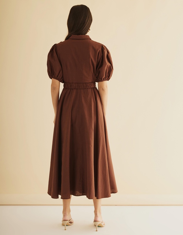 Atmos&Here - Kirrie Linen Blend Belted Midi Dress