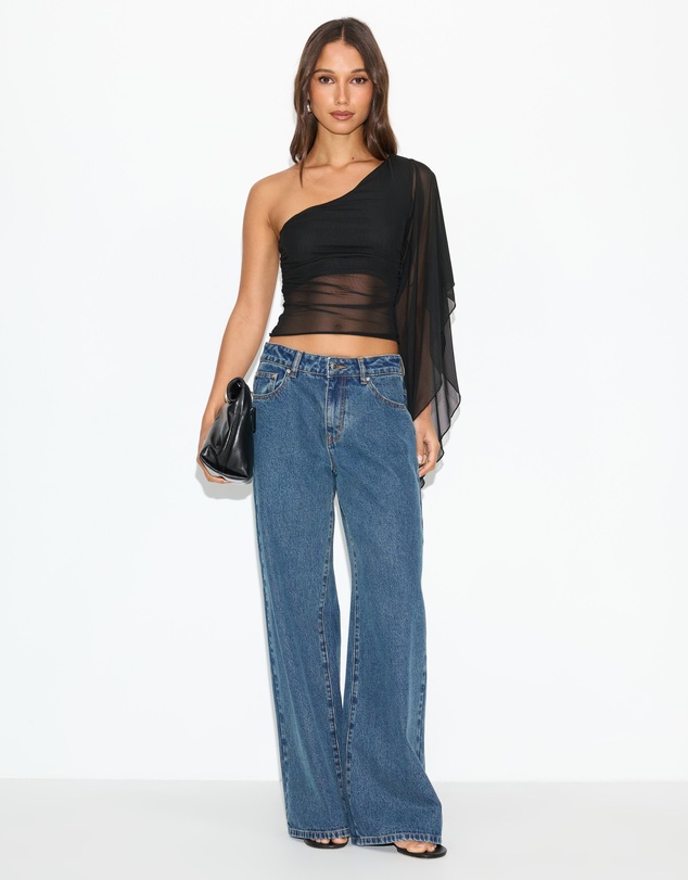 Dazie - Marcello One Shoulder Mesh Top