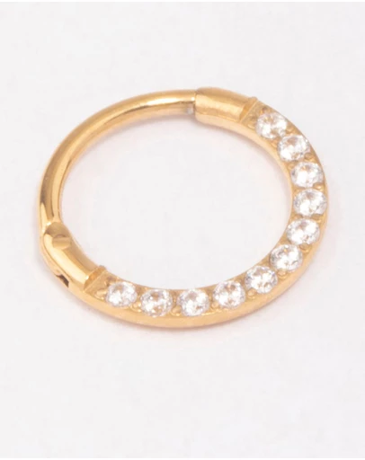 Lovisa - Gold Plated Cubic Zirconia Clicker Earrings 7mm