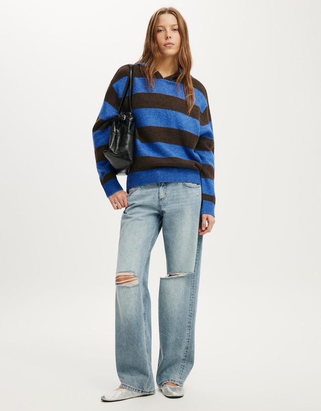 Cotton On - Sporty Stripe Hooded Knit