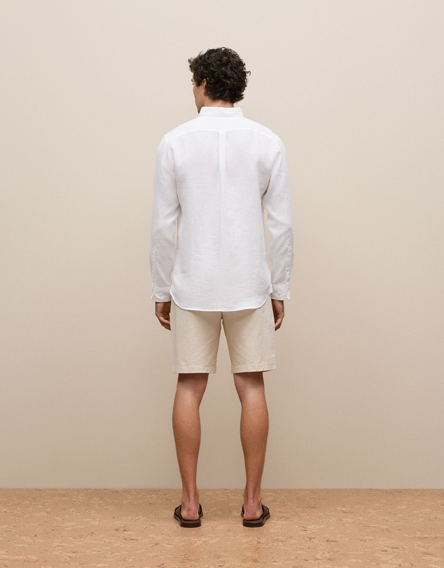 Trenery - Regular Fit Linen Classic Long Sleeve Shirt in White