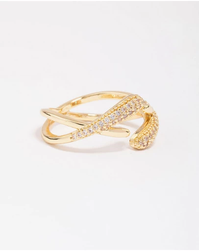 Lovisa - Gold Plated Pave Interlaced Ring