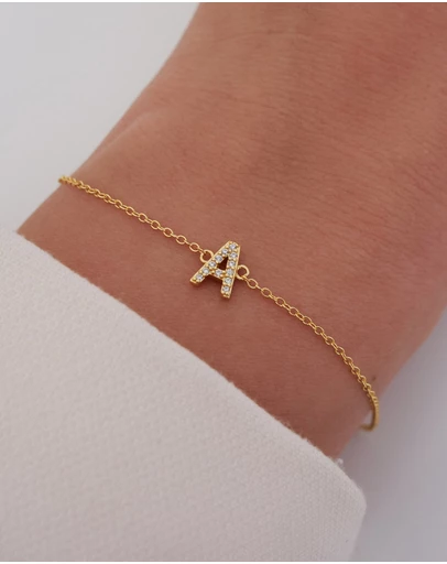 The Silver Collective - A-Z Letter Bracelet Gold - A
