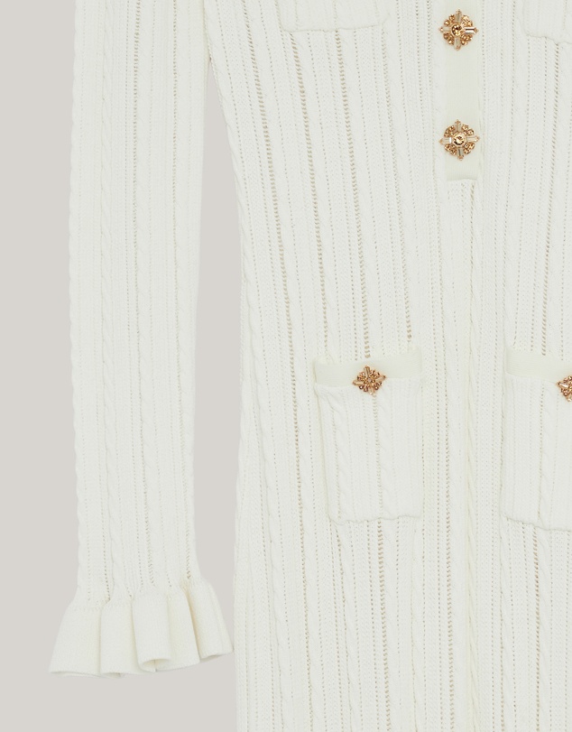 Revibe - Repaired Self Portrait Pointelle Knit Midi Dress - AU 10
