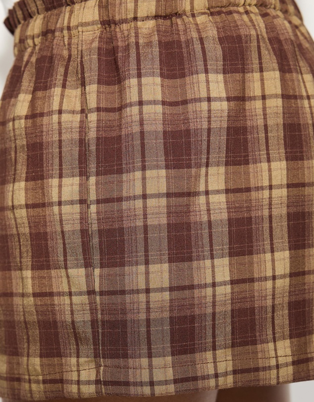 Dazie - Isla Gathered Check Micro Shorts