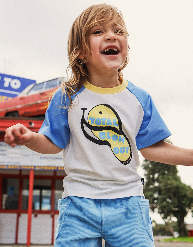 Rock Your Kid - Leo Raglan Tee in Coastal Blue