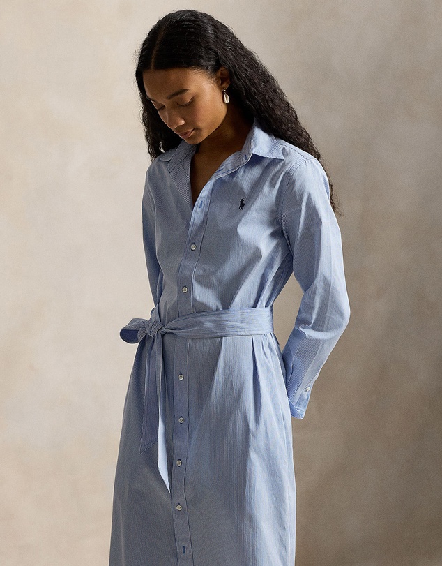 Polo Ralph Lauren - Belted Striped Cotton Shirtdress