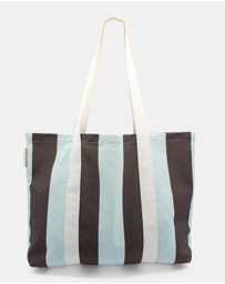 Morgan & Taylor - Haven Beach Tote Bag in Blue and Brown Stripes