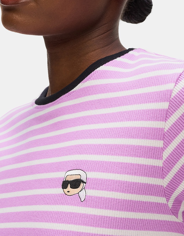 Karl Lagerfeld - Ikon Patch Striped Rib T-Shirt