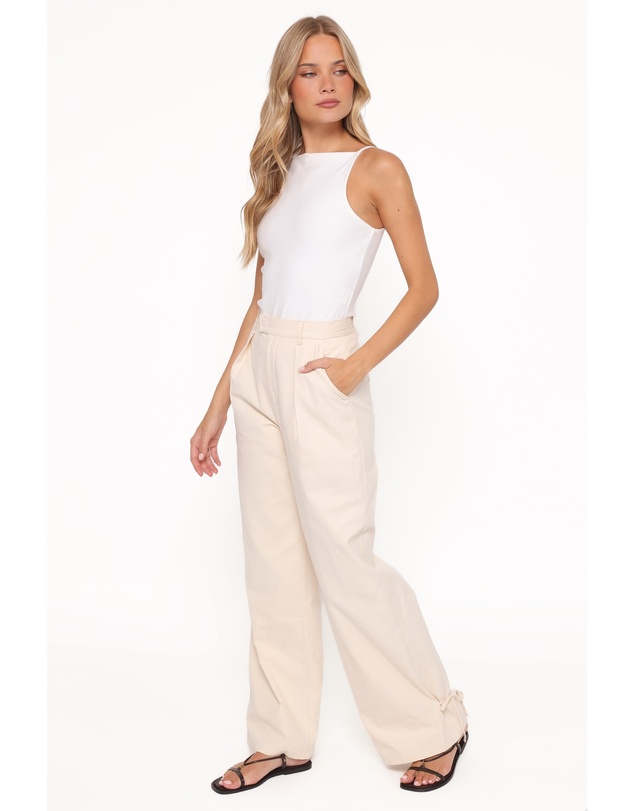 Petal & Pup - Asher Tie Detail Tapered Leg Pants - Cream