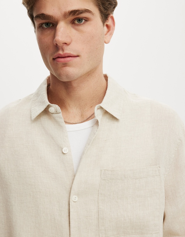 Cotton On - Relaxed Linen Long Sleeve Shirt