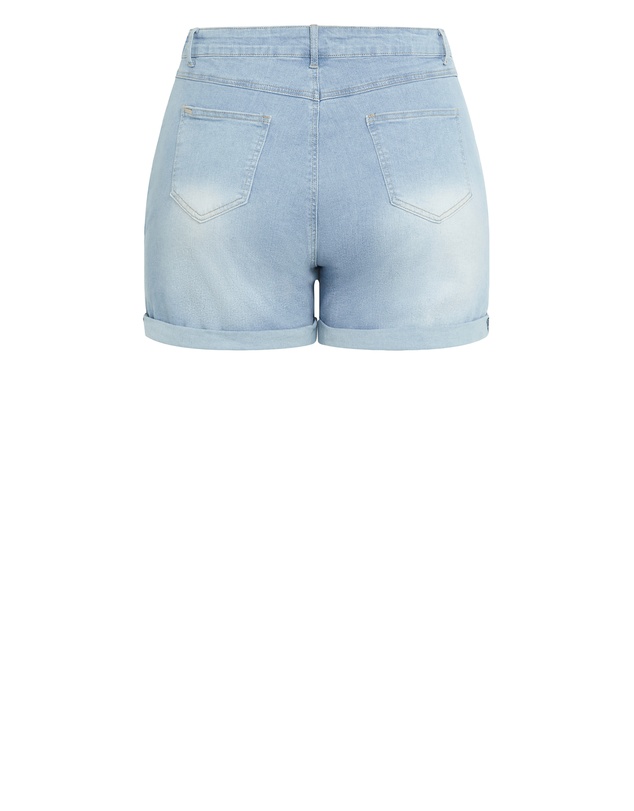 City Chic - Plus size Clean Hi Waist Denim Short - light wash