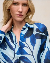 Trenery - Marea Linen Silk Resort Shirt in Pastel Blue