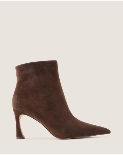 Shelly Shen - Channing Heel Ankle Boots Brown Suede