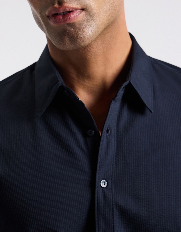 Calibre - Textured Knit Stretch Shirt Navy