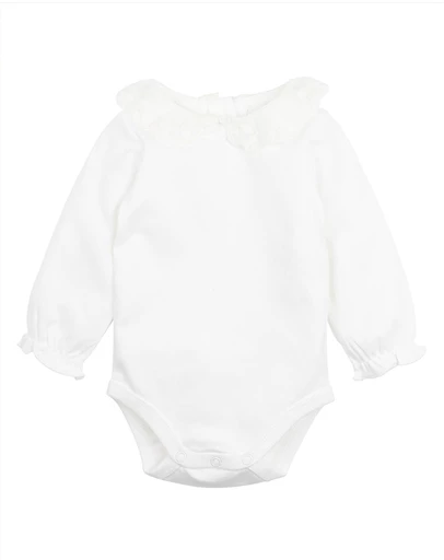 Bebe by Minihaha - Girls Lace Collar LS Bodysuit - Babies