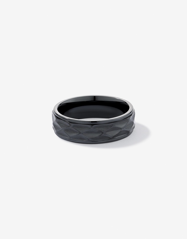 Michael Hill - 7mm Patterned Wedding Band in Black Titanium